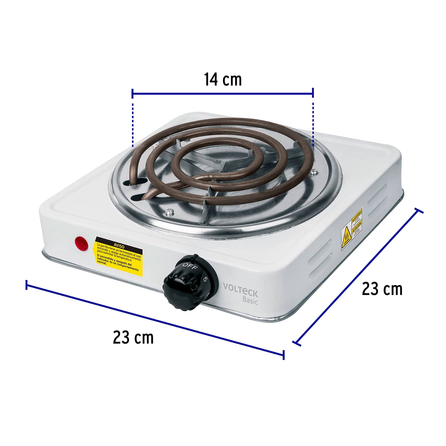 Parrilla Electrica 1 Quemador Cuadrada Volteck Basic
