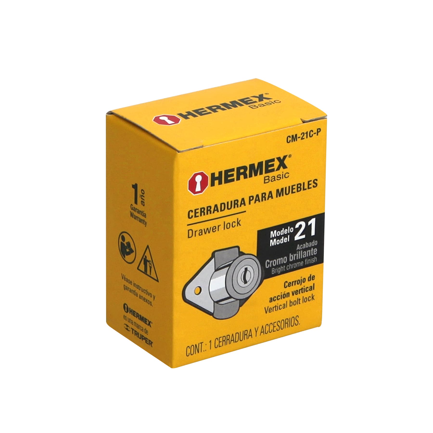 Cerradura para Mueble Ovalada Cromo Brillante Hermex Basic