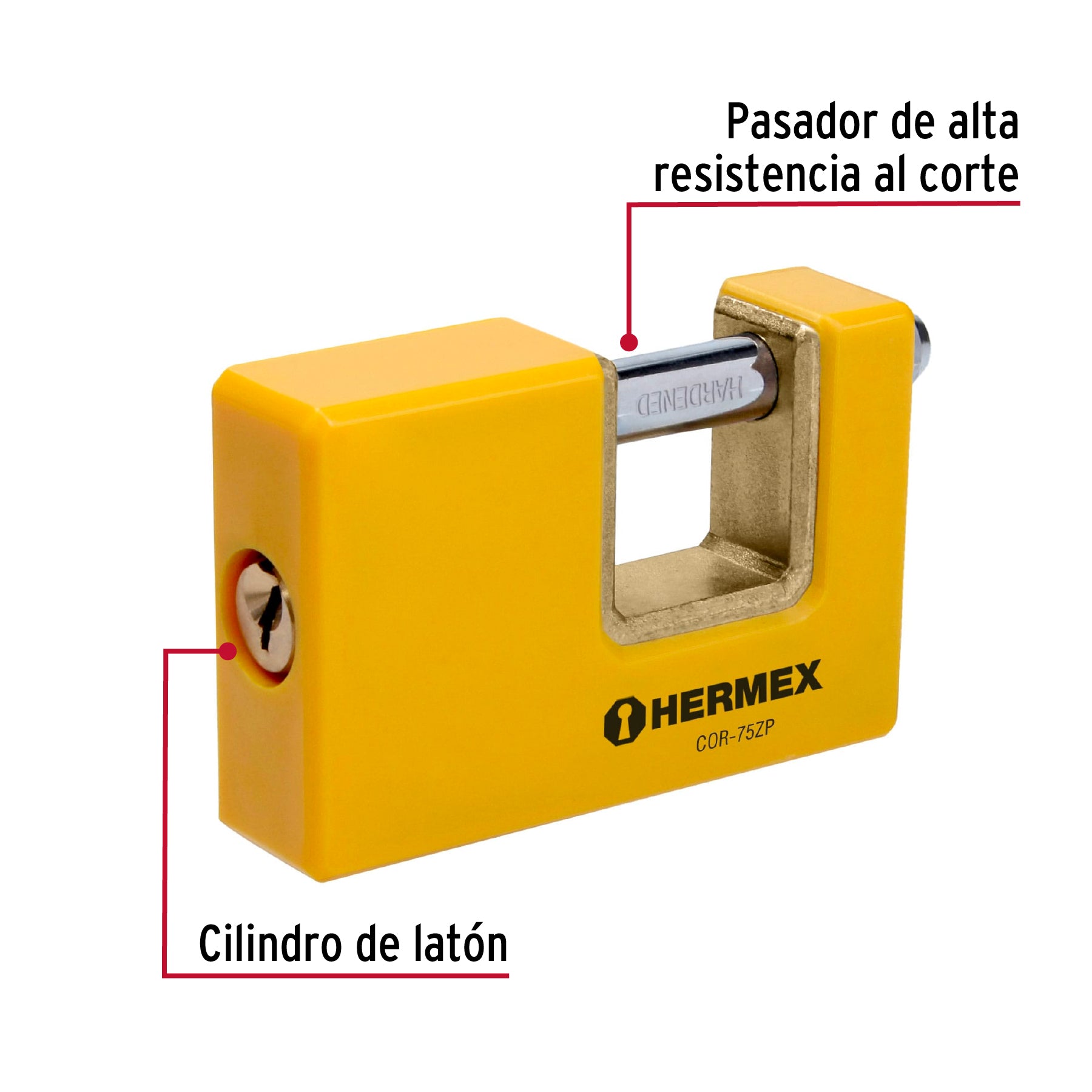 Candado para Cortina 75 mm Cuerpo Metálico Hermex