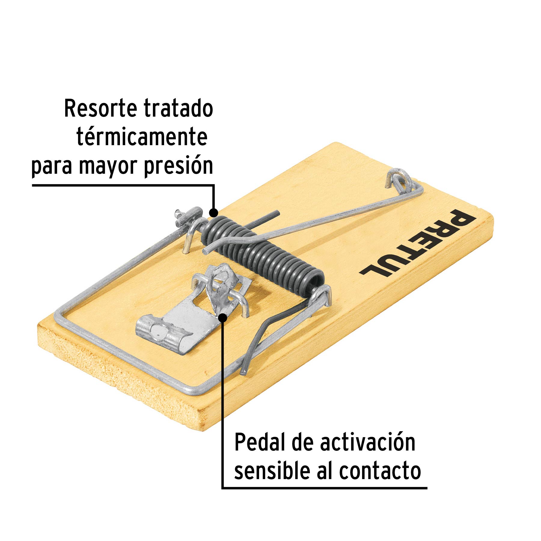 Trampa de Madera 4" para Raton 2 Piezas Pretul