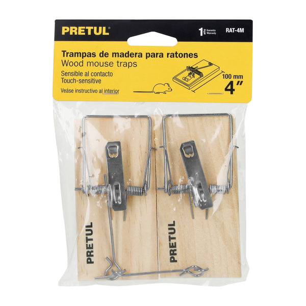 Trampa de Madera 4" para Raton 2 Piezas Pretul