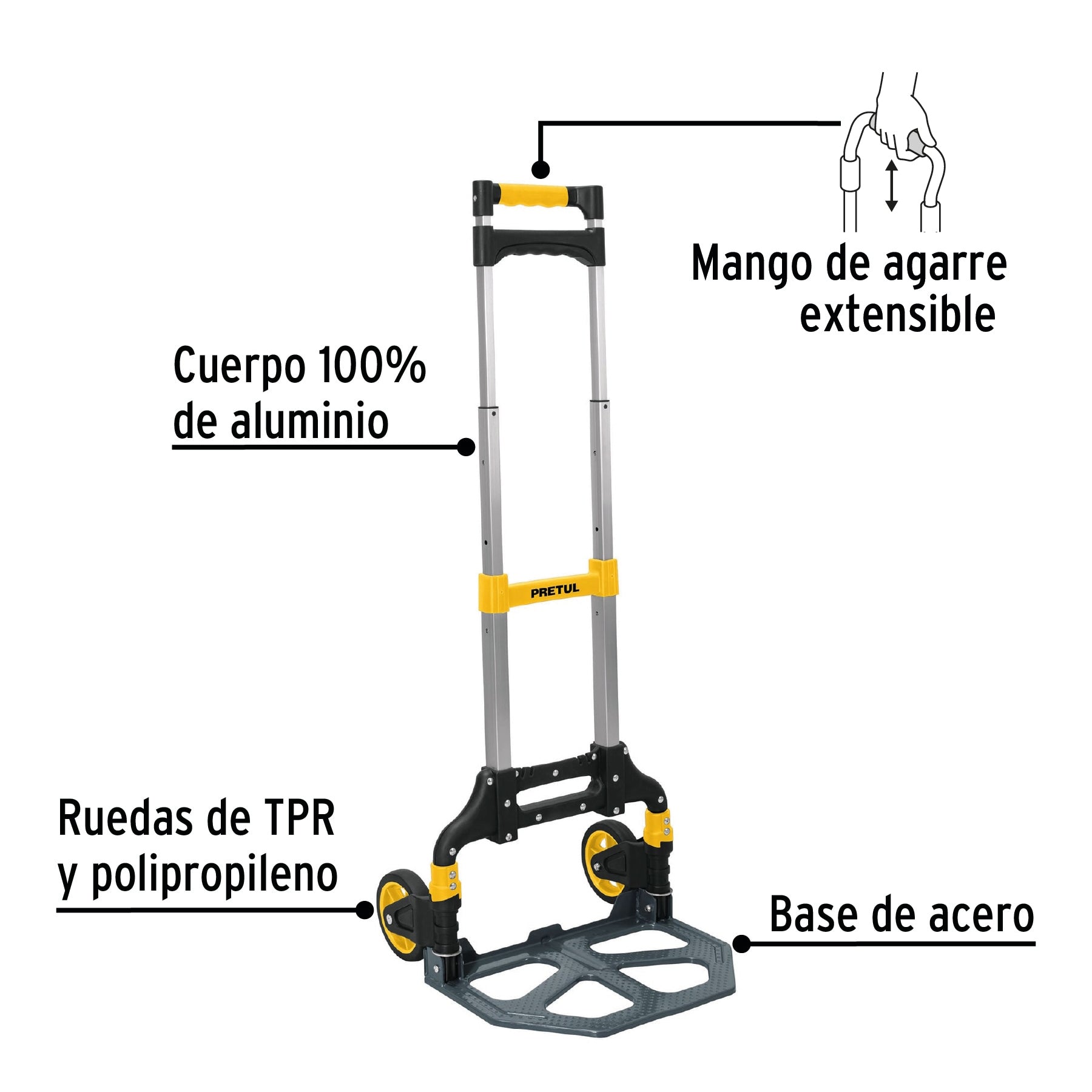 Diablo Plegable de Aluminio 100 Kilos Pretul