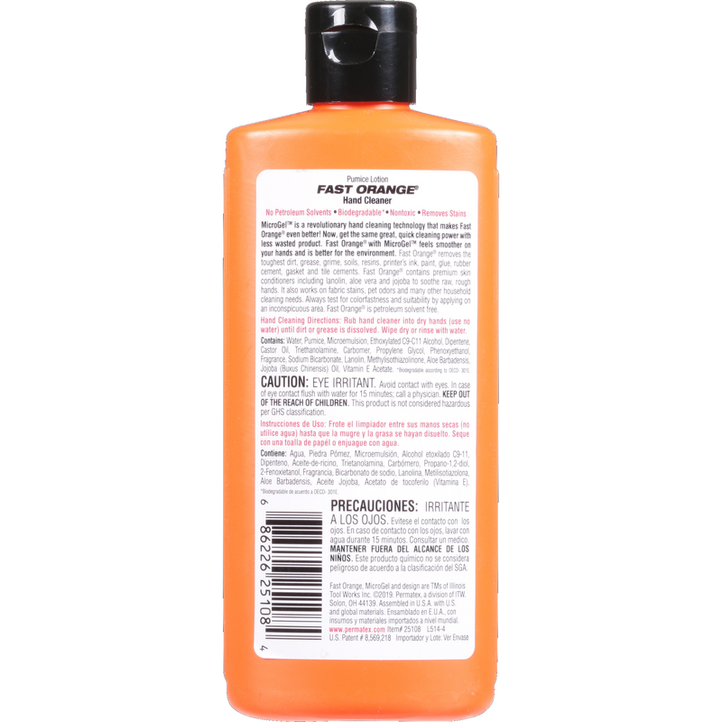 Desengrasante para Manos Fast Orange 7.5 Oz Permatex
