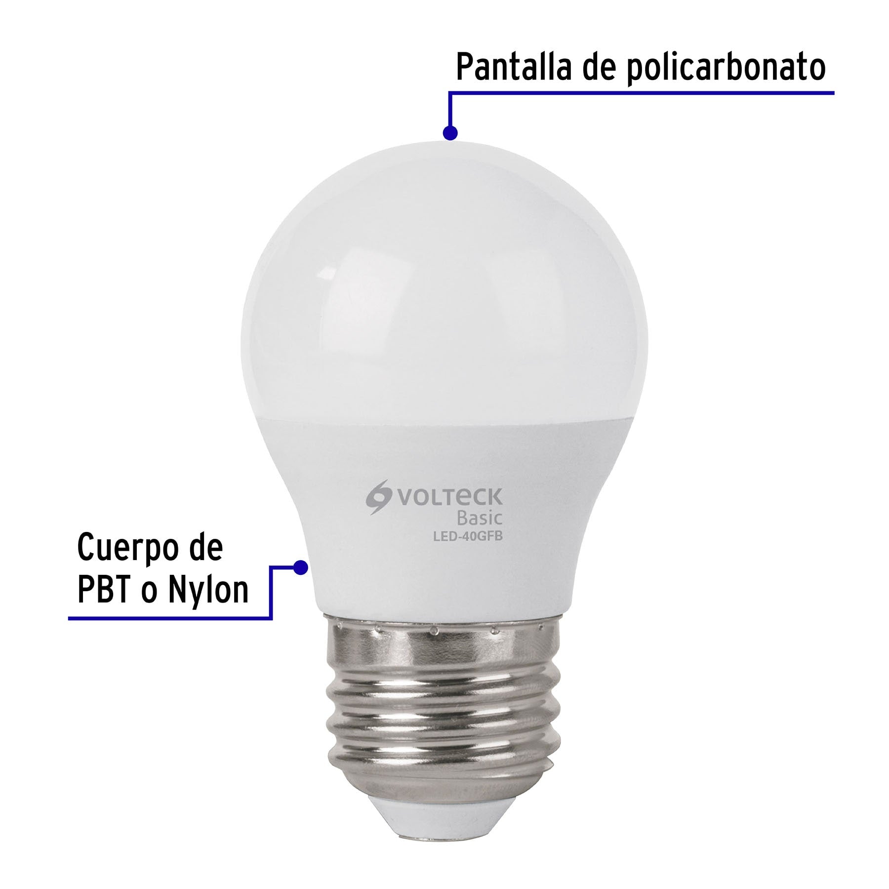 Foco LED Tipo Blubo G45 Base E27 de 5 Watts Luz de Dia Volteck