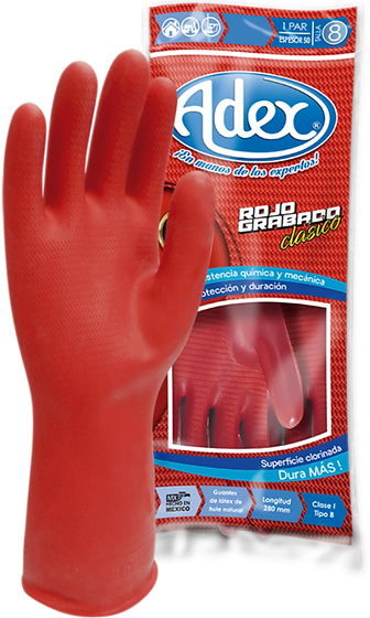 Guantes de Latex Grabado Rojo Talla  9 Grande Adex