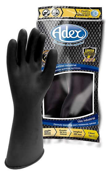 Guantes de Latex Contra Acido Negro 350 No 8 Adex