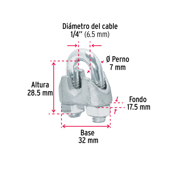 Nudos (Perros) para Cable Fiero 1/4" (6.5 mm) por Pieza