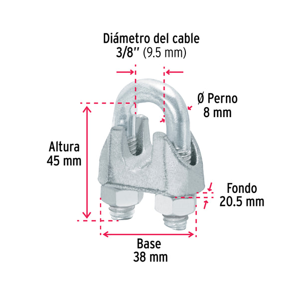 Nudos (Perros) para Cable Fiero 3/8" (9.5 mm) por Pieza