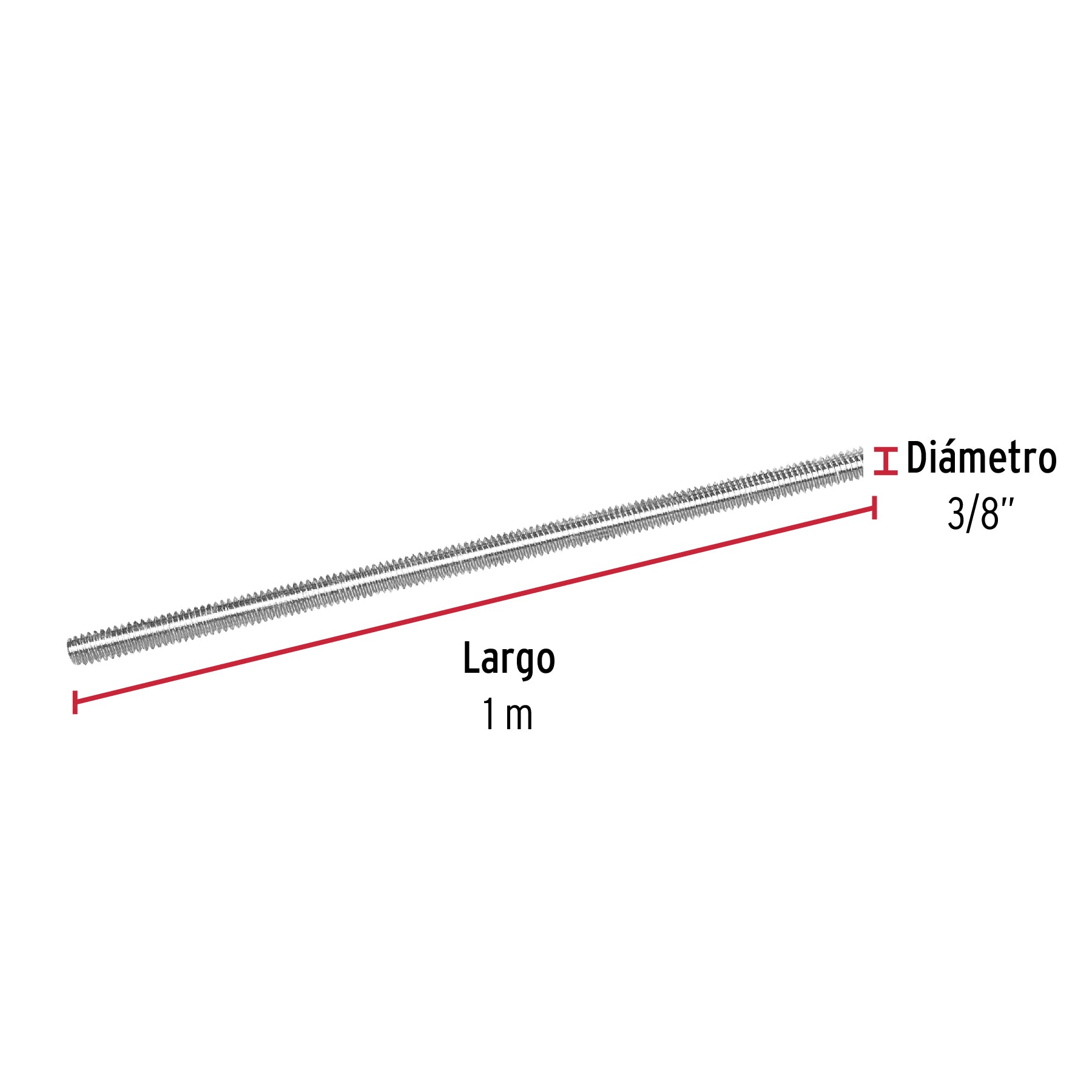 Varilla Roscada de 1 Metro x 3/8" (10 mm) Fiero