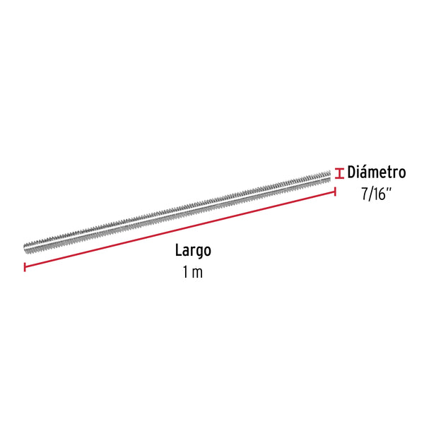 Varilla Roscada de 1 Metro x 7/16" (11 mm)