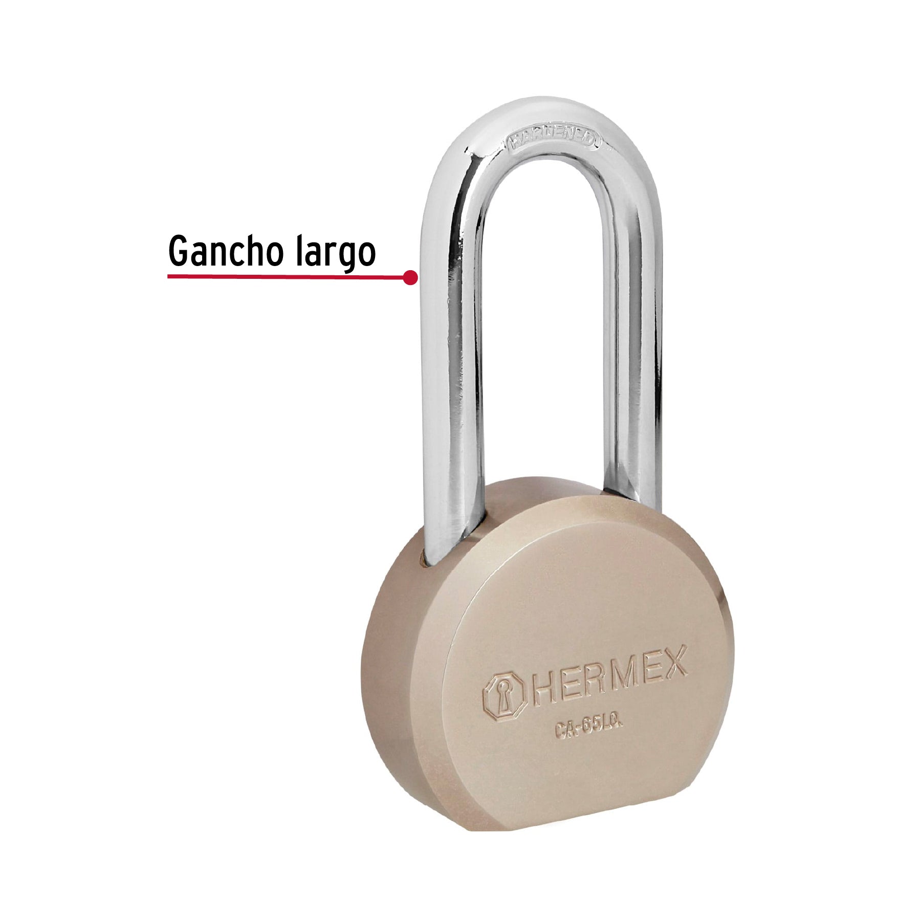 Candado Redondo 65 mm Maxima Seguridad Llave de Puntos Hermex Gancho Largo