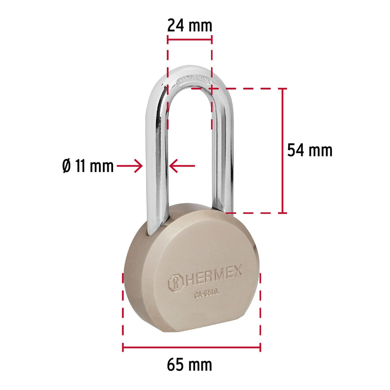 Candado Redondo 65 mm Maxima Seguridad Llave de Puntos Hermex Gancho L