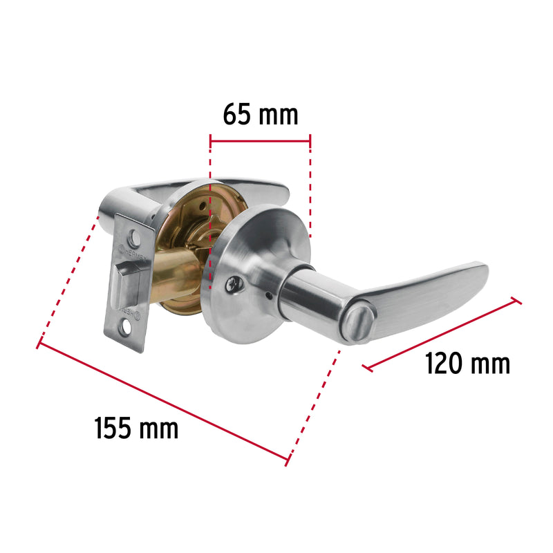 Cerradura Manija Cilindro de Laton Hermex para Baño Cromo Mate