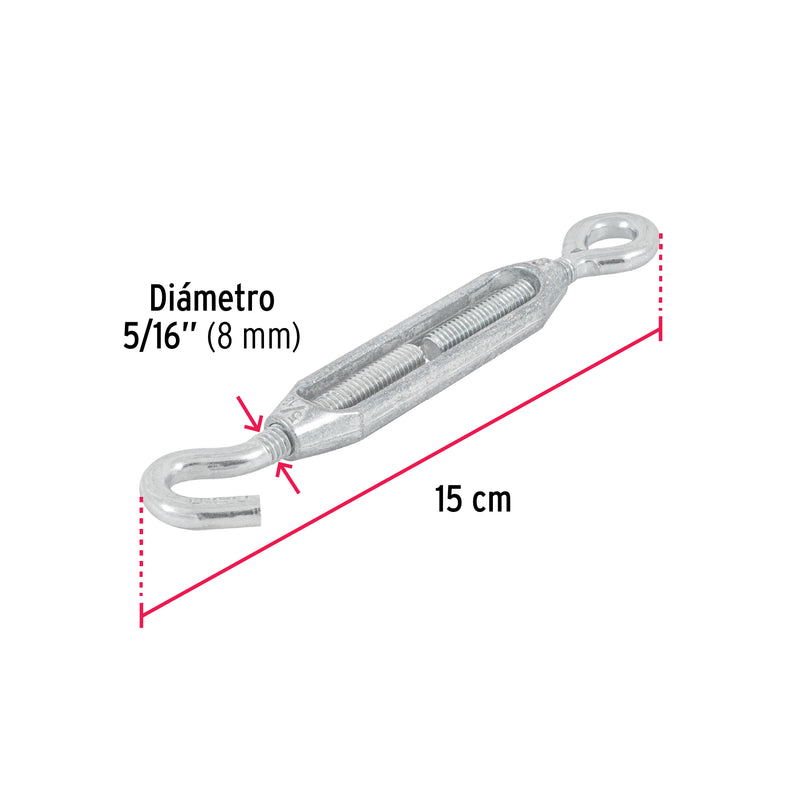 Tensor Zinc Gancho-Argolla Fiero 5/16" (8 mm)