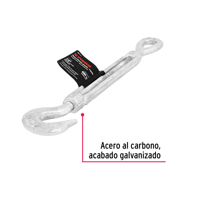 Tensor de Acero Forjado Gancho-Argolla Fiero 1/2" (13 mm)