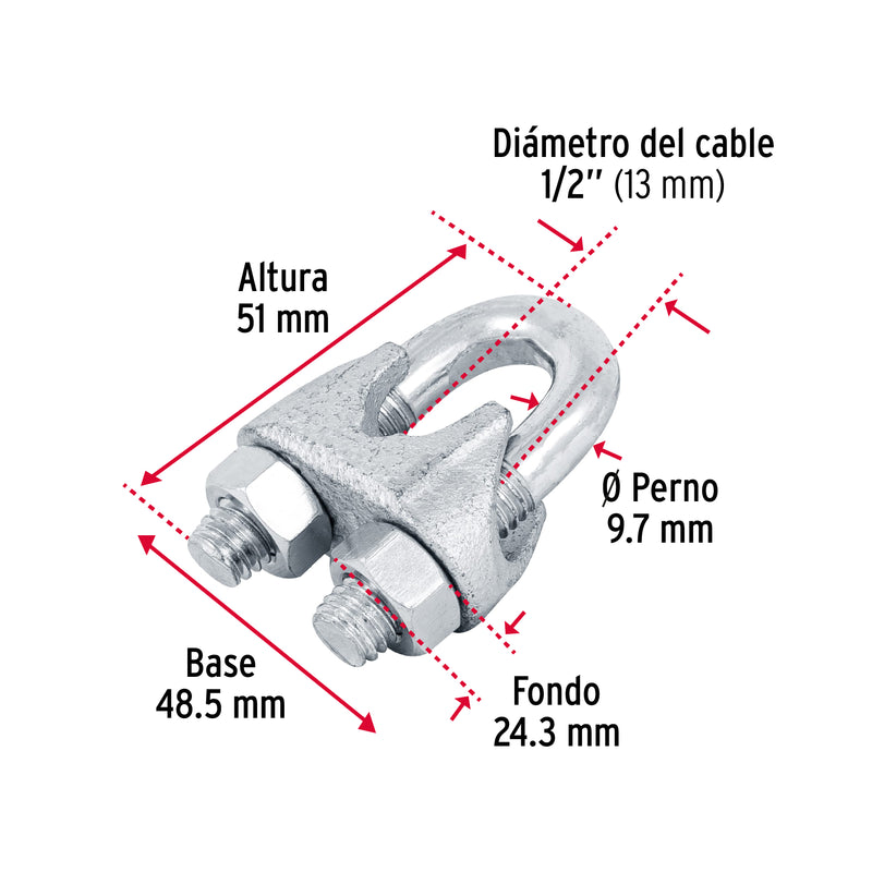 Nudos (Perros) para Cable Fiero 1/2" (13 mm)