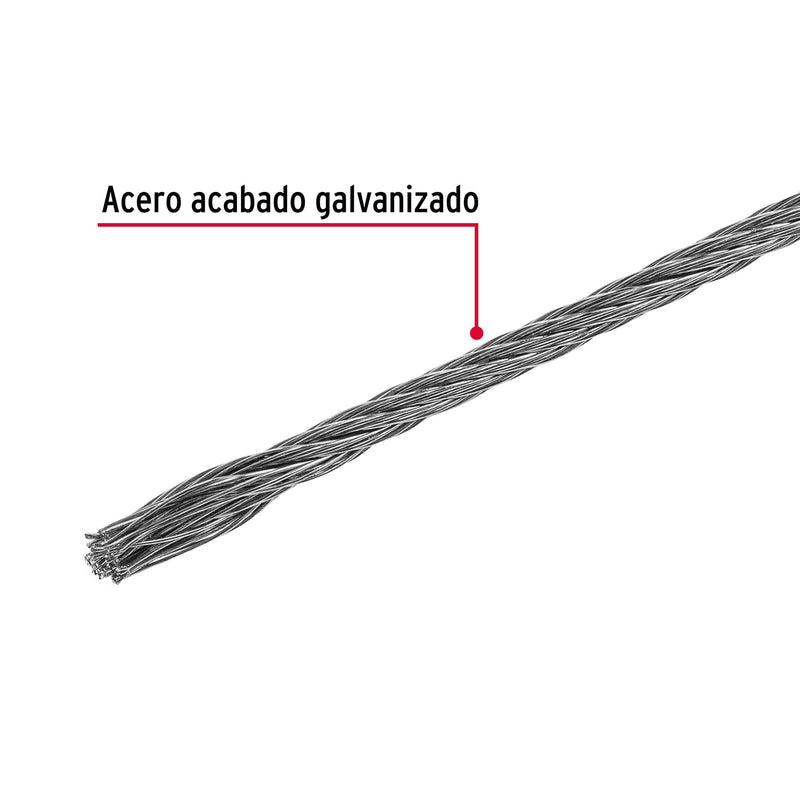 Cable de Acero 7 x 7 Hilos Fiero 1/8" (3 mm)