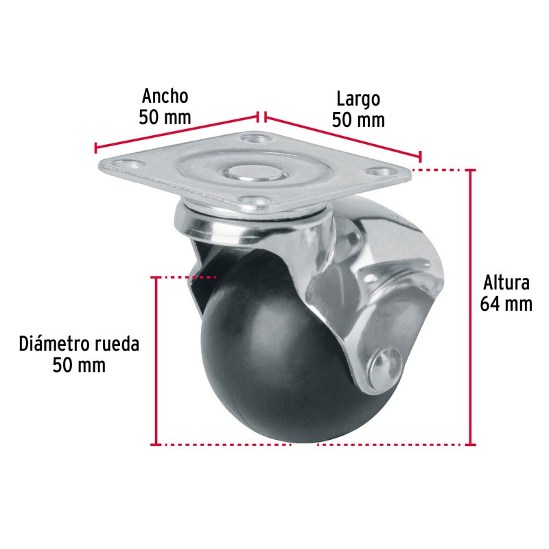 Rodaja Esferica con Placa 50 mm (2") Fiero