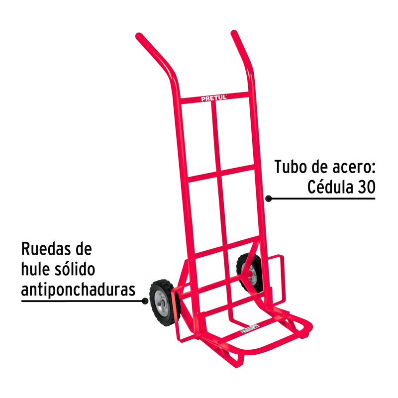 Diablo de Carga 200 Kilos Llanta Solida 7" Rojo Pretul