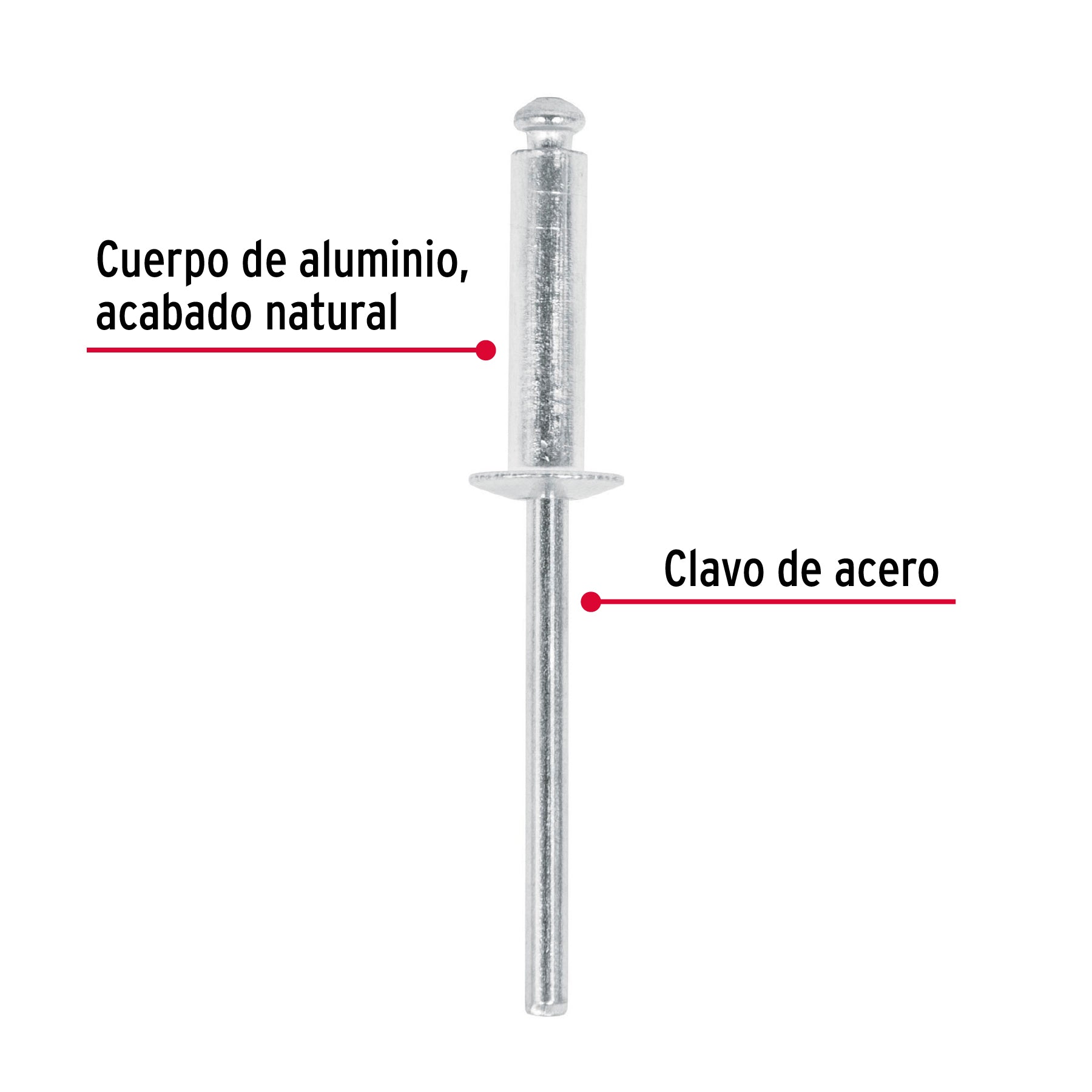 Remache 58 de 5/32" X 1/2'' Fiero Bolsa con 50 Piezas