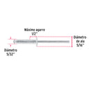 Remache 58 de 5/32" X 1/2'' Fiero Bolsa con 50 Piezas