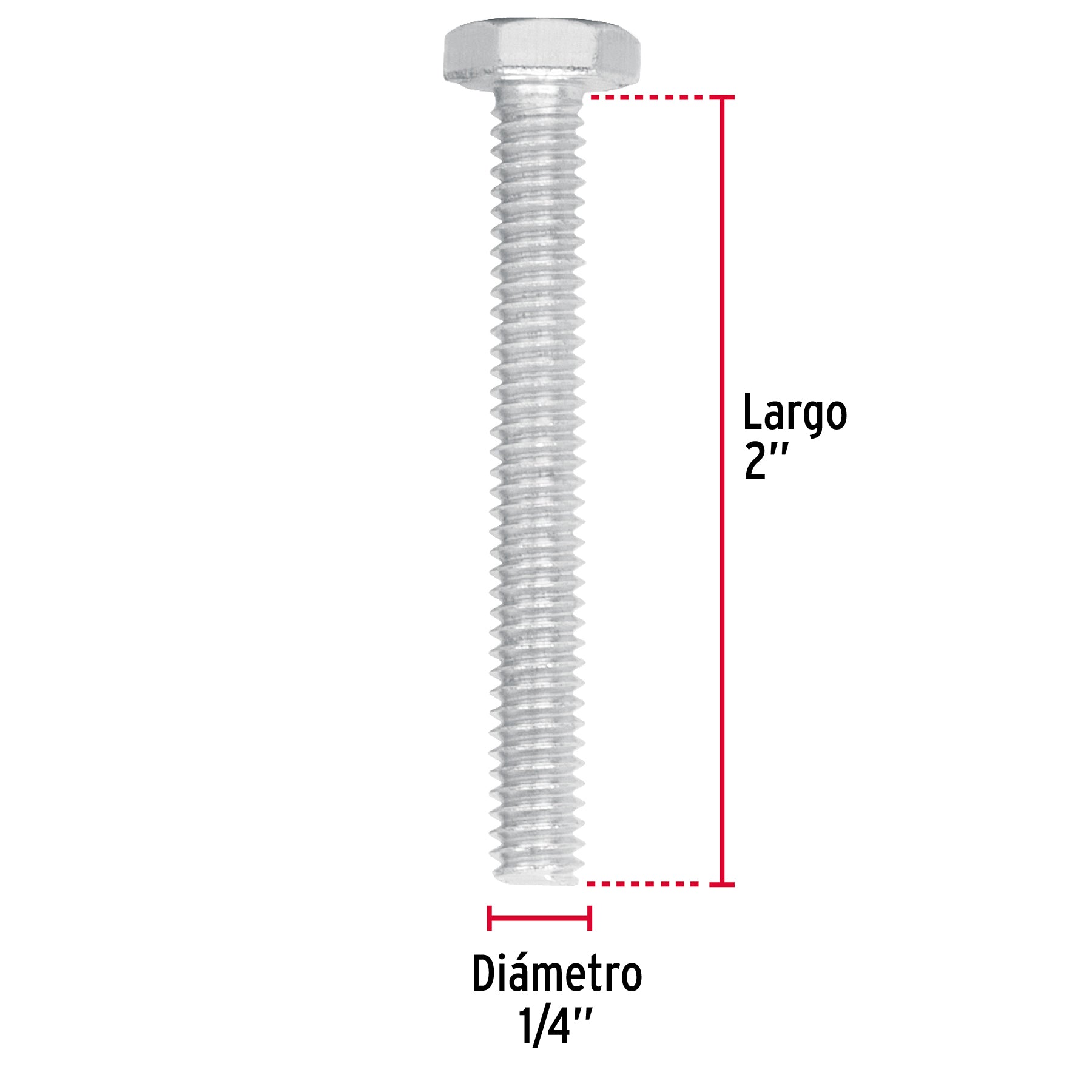 Tornillo Cabeza Hexagonal 1/4" X 2" por Pieza Fiero