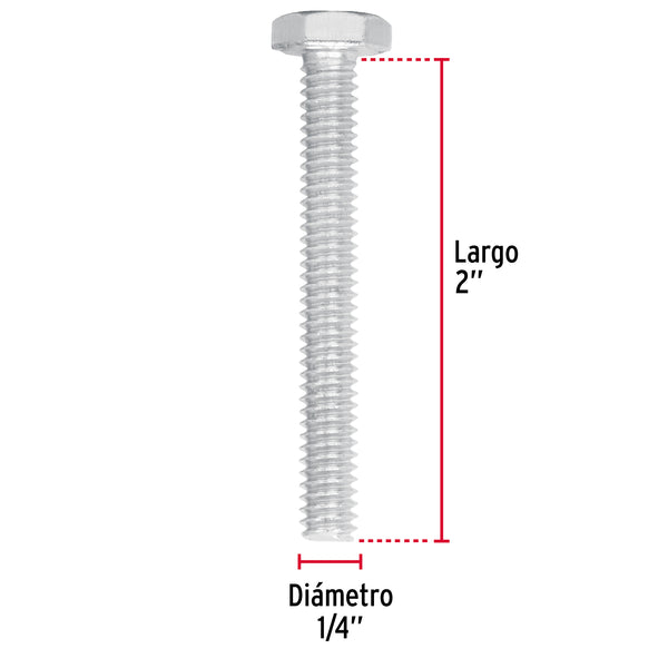 Tornillo Cabeza Hexagonal 1/4" (6 mm) X 2" Fiero