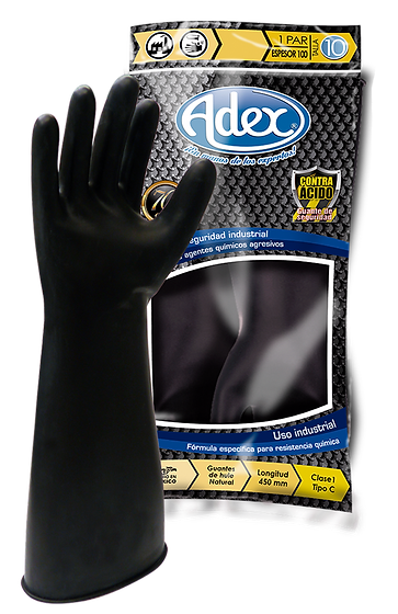 Guantes de Latex Contra Acido Negro 450 No 8 Adex