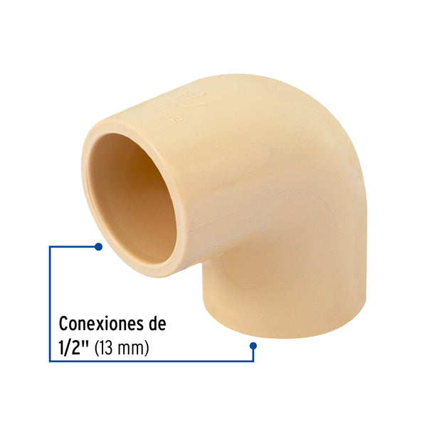 Codo CPVC 90° x 1/2" (13 mm) Hidroflow