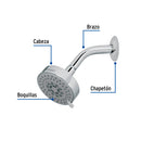 Regadera Cromo 4" con 5 Funciones con Brazo Foset Element