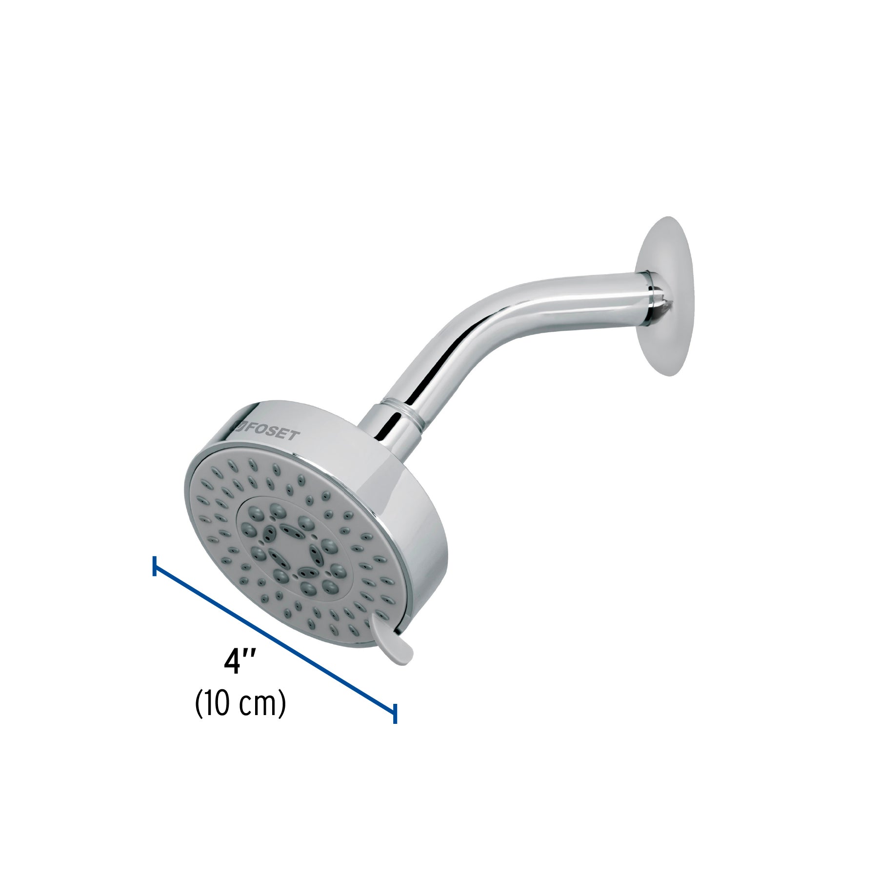 Regadera Cromo 4" con 5 Funciones con Brazo Foset Element