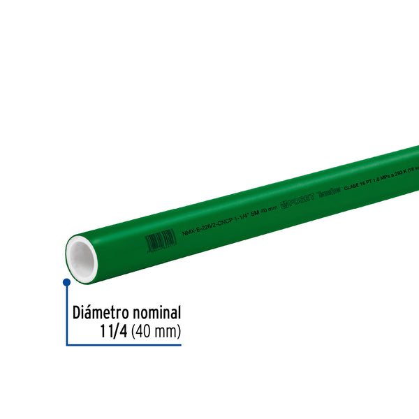 Tubo PPR Verde 1"1/4 (40 mm) Termoflow