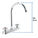 Mezcladora para Fregadero 8"  Cuello Curvo Manerales Tipo Cruceta Foset