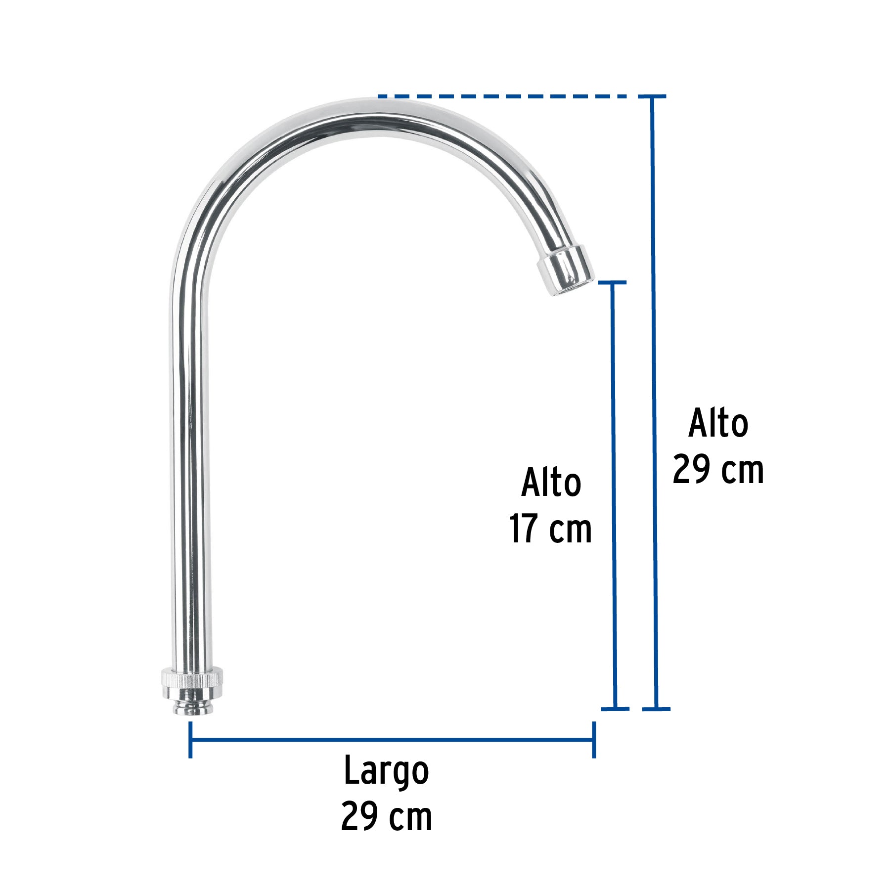 Cuello de Acero Inoxidable para Fregadero Alto/Curvo Acabado Cromo Foset