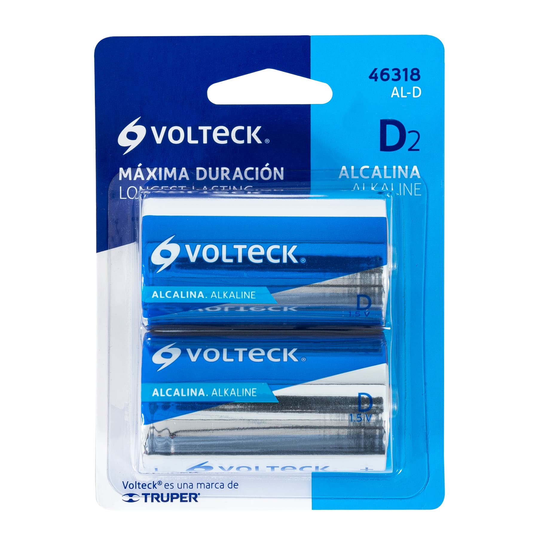 Pila Alcalina Tipo D con 2 Piezas Volteck