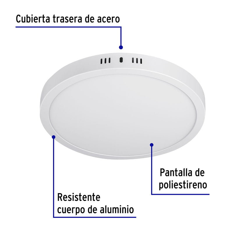 Luminario de Sobreponer LED Redondo Volteck 24 Watts Luz Blanca