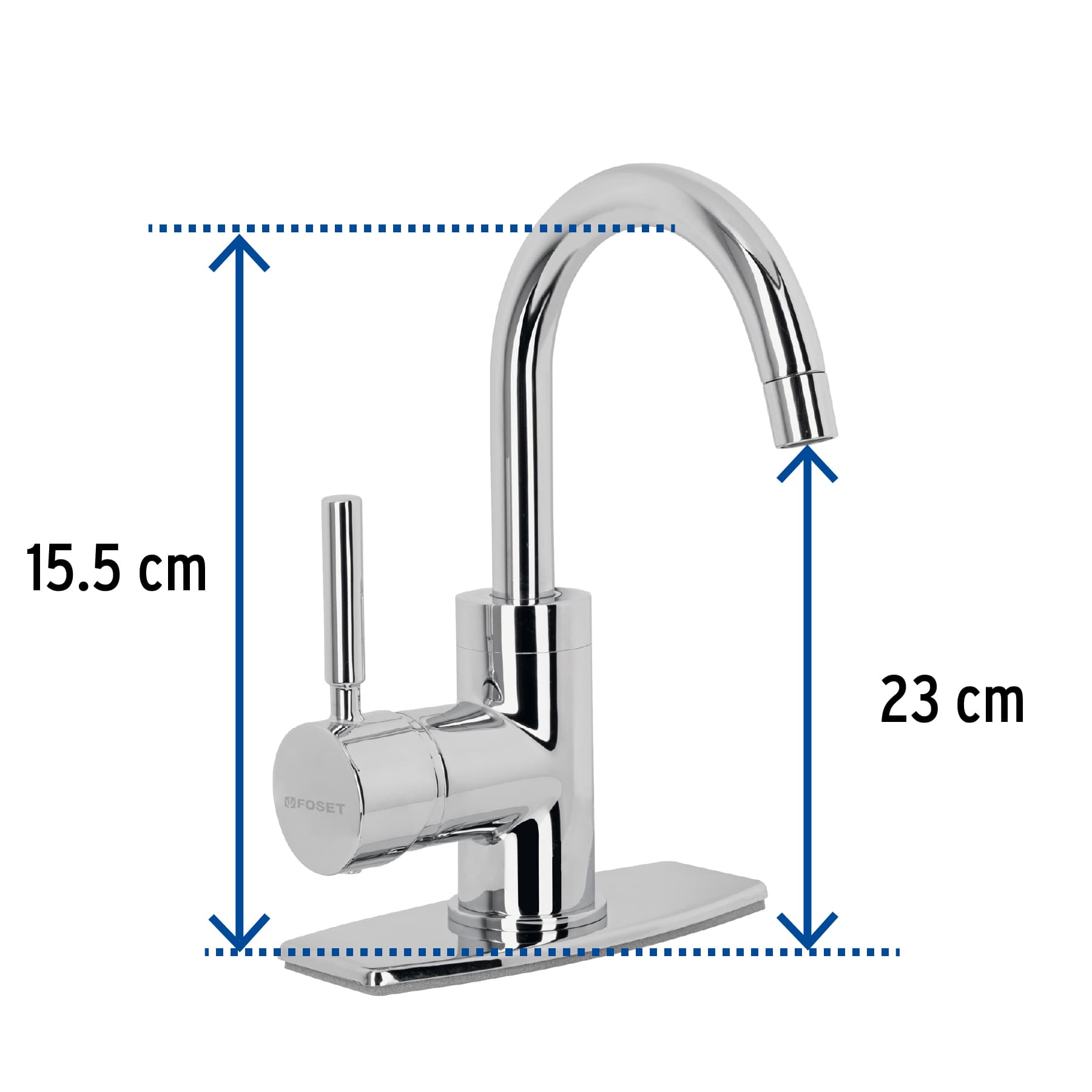 Monomando para Lavabo Corto Cuello Curvo FOSET TUBIG Acabado Cromo
