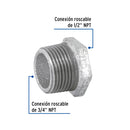 Reduccion Bushing Galvanizada  3/4" x 1/2" Galvaflow