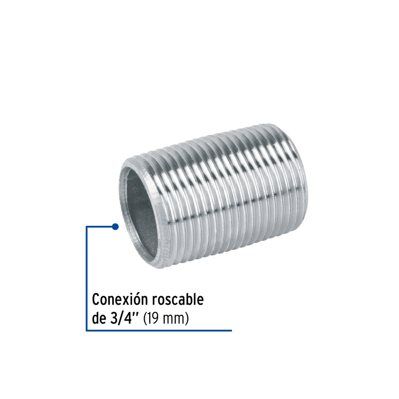 Niple Galvanizado 3/4" (19 mm) X Cuerda Corrida Galvaflow