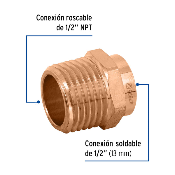 Conector Cobre Exterior Basic 1/2" (13 mm) Copperflow