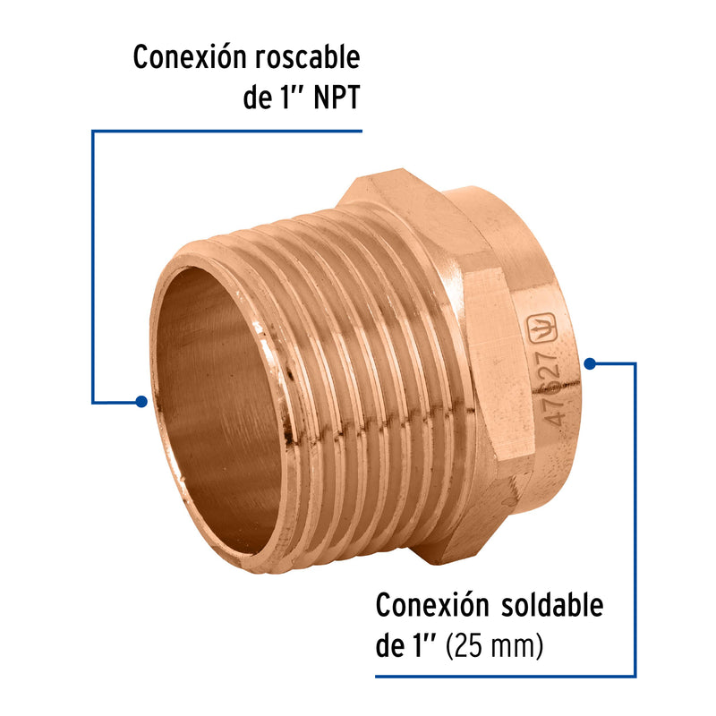 Conector Cobre Exterior Basic 1" (25 mm) Copperflow