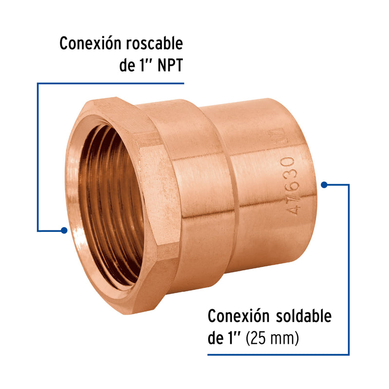 Conector Cobre Interior Basic 1" (25 mm) Copperflow