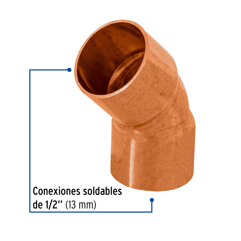 Codo Cobre Basic 45° X 1/2" (13 mm) Copperflow
