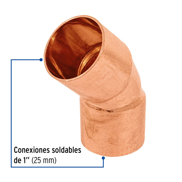 Codo Cobre Basic 45° X 1" (25 mm) Copperflow