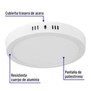Luminario de Sobreponer LED Redondo Volteck 18 Watts Luz Calida