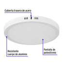 Luminario de Sobreponer LED Redondo Volteck 24 Watts Luz Calida