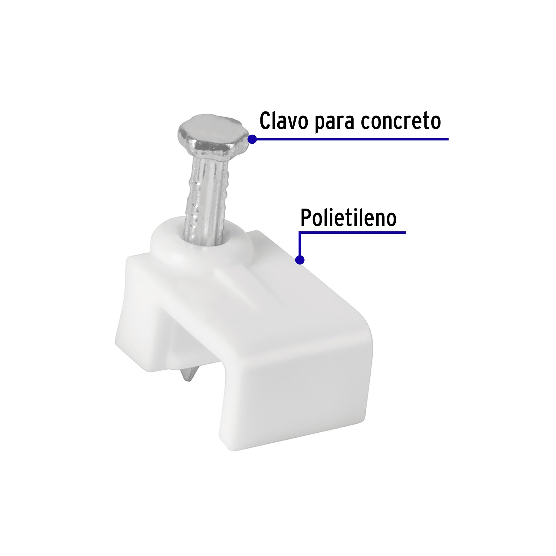 Grapa para Cable Plano Blanca de  5 mm Volteck Bolsa con 20 Piezas