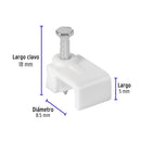Grapa para Cable Plano Blanca de  5 mm Volteck Bolsa con 20 Piezas