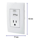 Contacto 2P + T con 1 Puerto USB Tipo "C" y 1 Puerto USB Tipo "A" con Placa Blanco Oslo Volteck