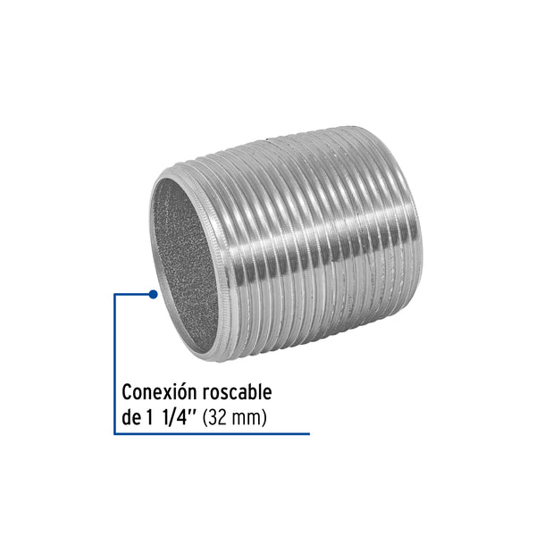 Niple Galvanizado 1"1/4 (32 mm) X Cuerda Corrida Galvaflow